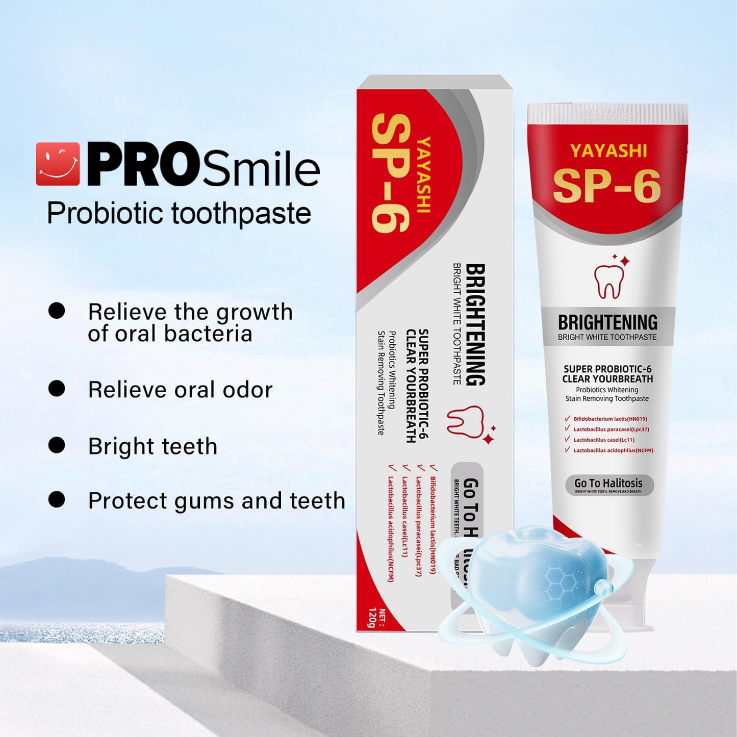 PROSmile SP-6 Probiotic Toothpaste | Teeth Whitening, Plaque Removal & Fresh Breath